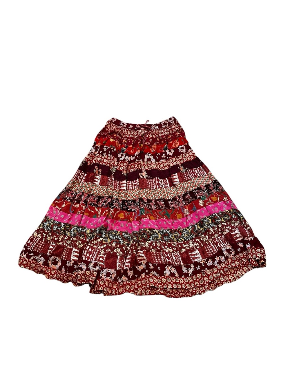 Womens Tiered Floral Patchwork Maxi Full Skirt Cottagecore Boho Western Summer